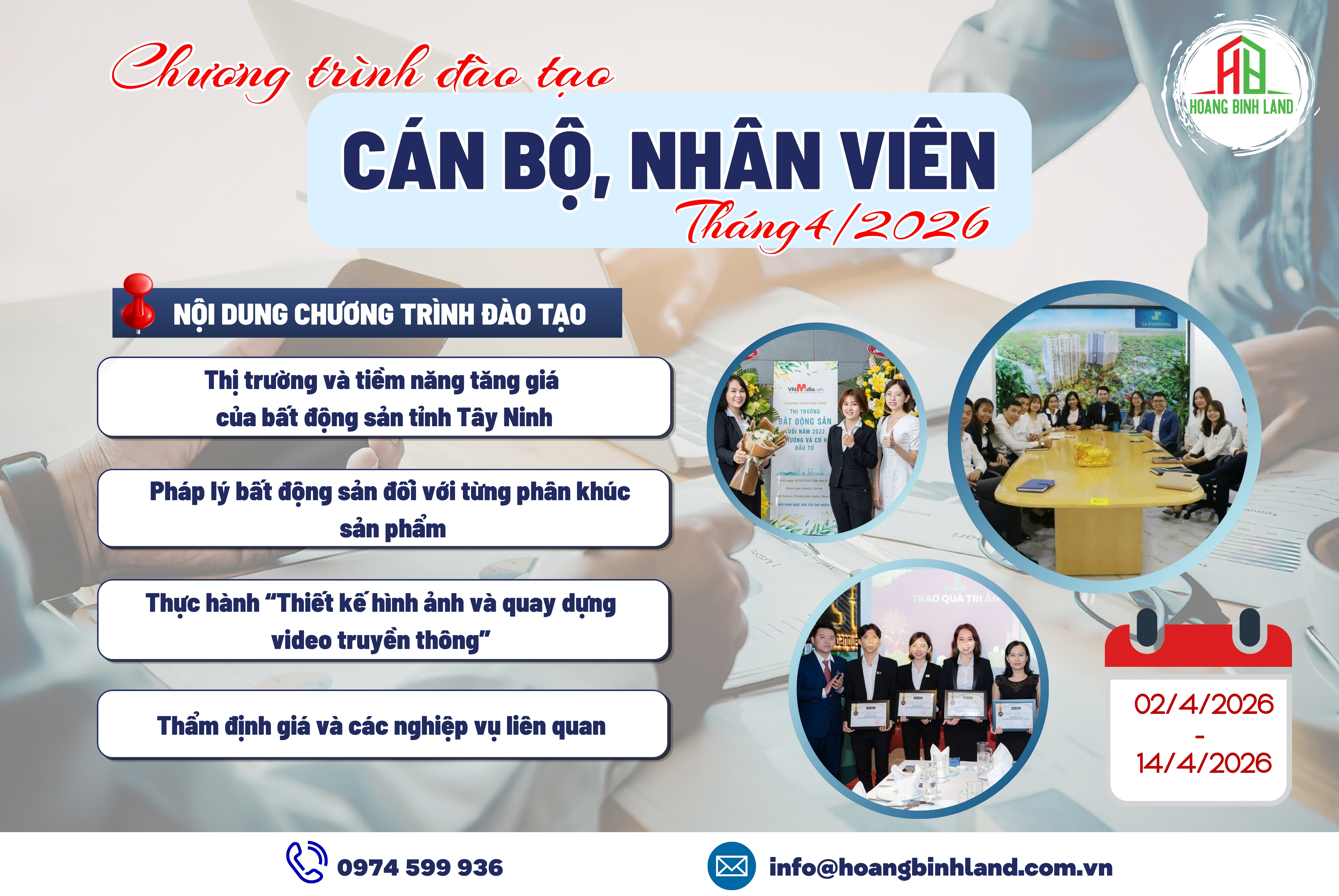  CHƯƠNG TRÌNH ĐÀO TẠO CÁN BỘ NHÂN VIÊN – THÁNG 4/2026
